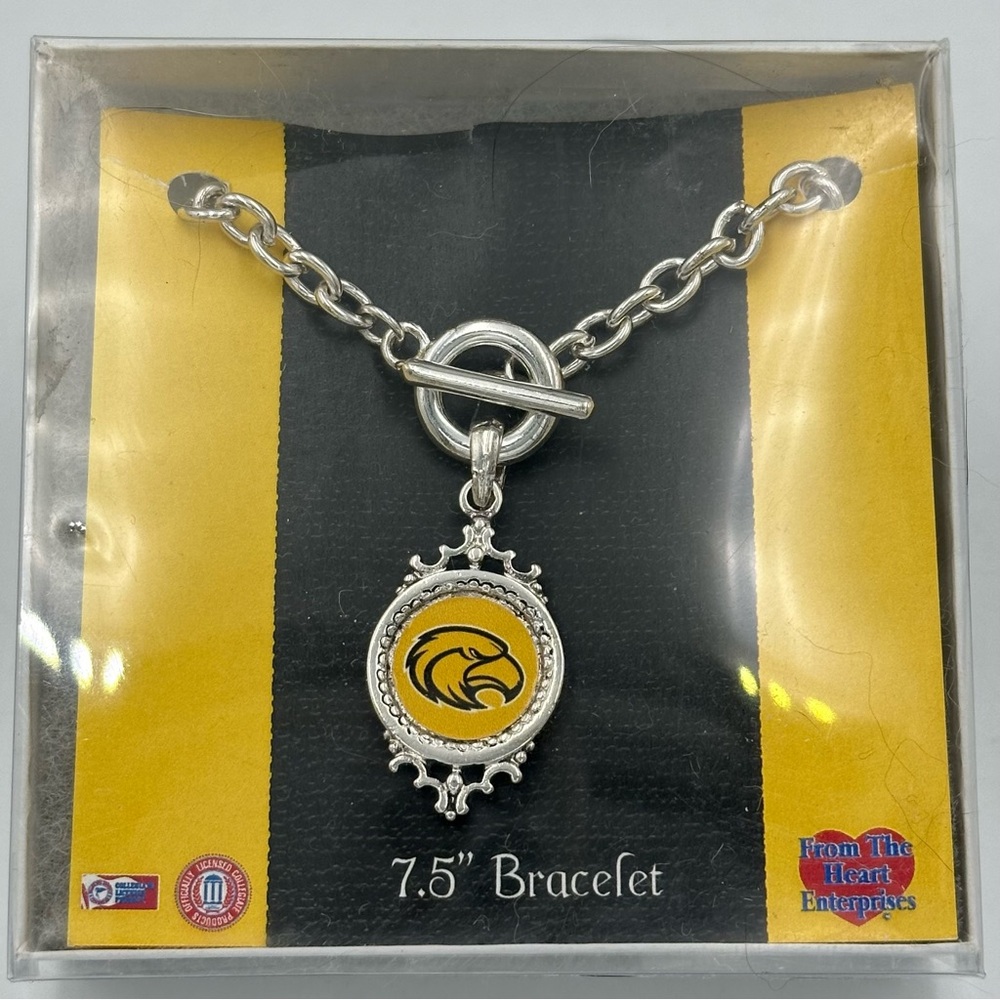 University of Southern Mississippi Miss Golden Eagles Toggle Charm Bracelet